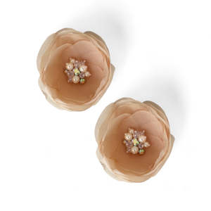 Luxury Blush Hair Accessories: The Poppy Diamante Girls Flower Clip Set