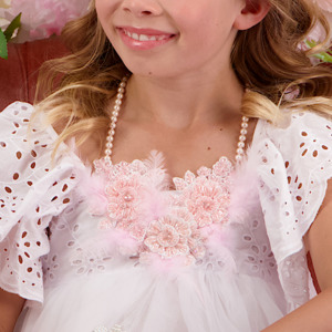 Luxury Feather Hair Accessories: The Belle Flower Girls Pink Necklace