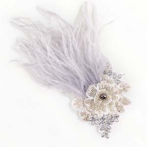 Designer Lotus Silver Feather Hair Clip