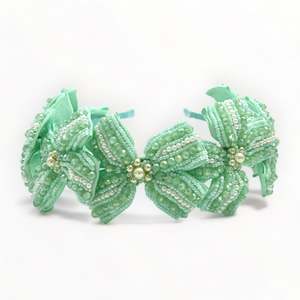 Designer Matching Hair Accessories: Sariel Designer Childrens hand-beaded Bow Headband