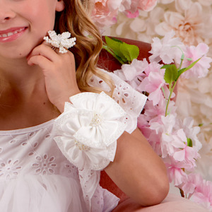 Designer Matching Hair Accessories: Florian White Flower Bracelet