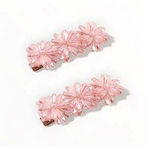 Designer Matching Hair Accessories: The Nassandra Crystal Flowers Hair Clip Set