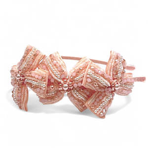 The Jolie Girls Bow Handmade Crystal and Pearl Headband