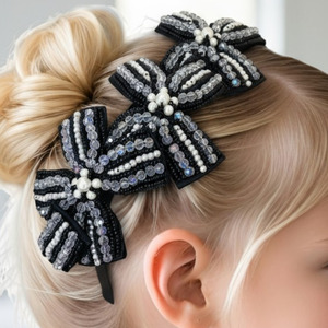Best Sellers: The Jolie Designer Girls Beaded Black Bow Headband