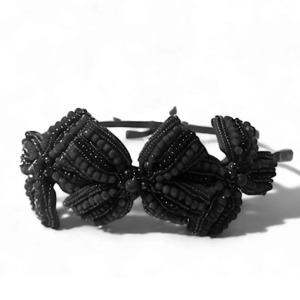 Jolie Kids Handmade Black Crystal Bow Headband