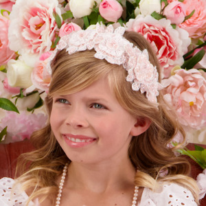 The Hadrianiel Crystal Flower Headband | Luxury Pink & White Kids Hair Accessory