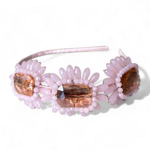 Best Flower Crowns Girls Hair Garlands: The Belladona girls pink crystal headband