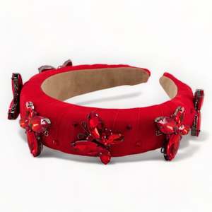 Luxury Padded Headbands For Girls: The Bella Butterfly Red Padded Headband