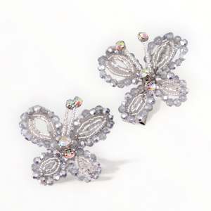 Luxury Silver Hair Accessories: Meadows & Dreams Butterfly Hair Clip Set – Metallic Silver Crystal