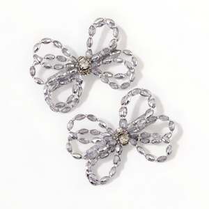 Darlene Metallic Silver Bow Hair Clip Set