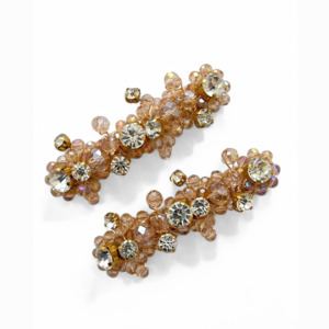 Girls Hair Accessories: Andrea Blush Girls Crystal Flower Hair Clip Set – Handmade Luxury Accessories