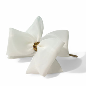 Angel Wings Kids White Organza Bow Headband