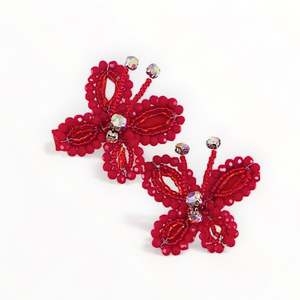 The Ruby Red Collection: Meadows & Dreams Butterfly Hair Clip Set – Red Crystal