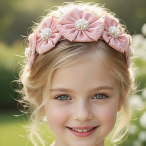 Kids Designer Satin and Pearl Flower Headband - The Florian