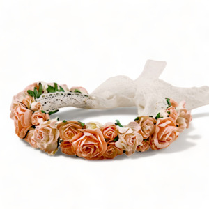 Apricot Collection: The Rose Bud Designer Girls Hair Wreath
