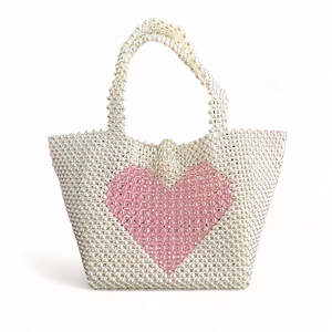 Luxury Handmade Girls Handbags: The Violet Love Heart Childs Beaded Tote handbag