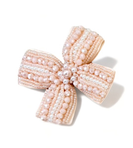 Noughts & Crosses hand beaded girls bow clip
