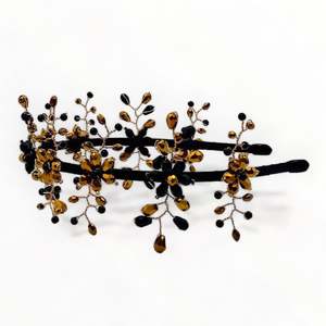 Luxury Gavreel Black Crystal & Gold Crown Headband