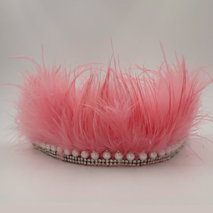 Luxury Feather Hair Accessories: Mariangela Pink Crown Hair Garland