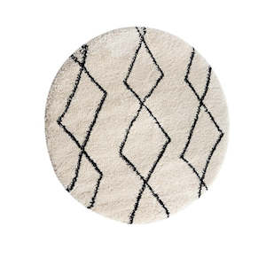Scandinavian Boho: Nomadic Round Cream/Black Rug