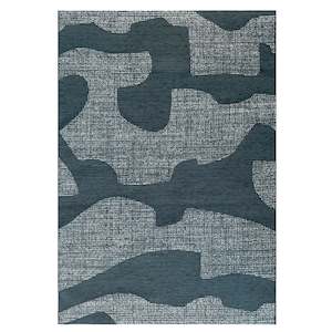 Polyester: Sanibel Indoor/Outdoor Form Slate Blue Rug