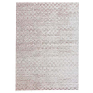 Acrylic Chenille: Russo Check Vieuxrose Rug