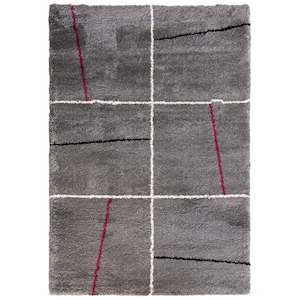 Pink Purple: Noble 9701 Dark Grey/Deep Magenta Rug
