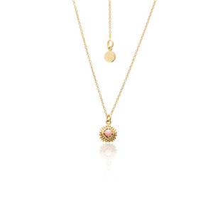 Petite Pink Opal Necklace Gold