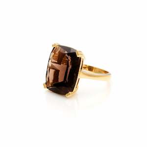 Goddess Ring Smokey Quartz + Gold