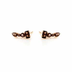 Theia Ear Climbers Smokey Quartz + Gold