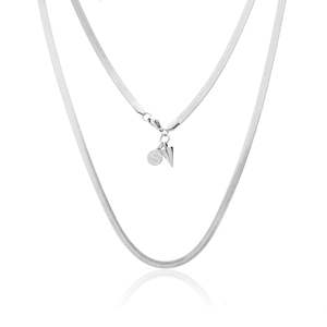Muse: Herringbone Wide Silky Necklace Silver