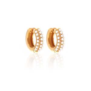 Bridal: Amara Hoop Earrings Pearl + Gold