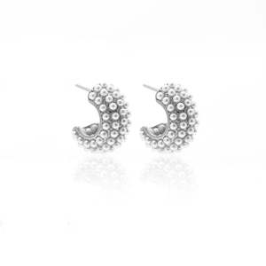 Bridal: Hera Hoop Earrings Pearl + Silver