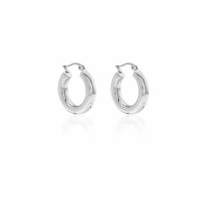 Halo Hoop Earrings Medium Silver