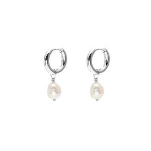 Bridal: Allure Hoop Earrings Pearl + Silver