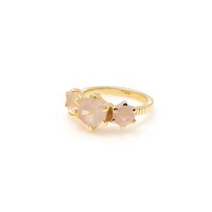 Trinity Ring Rose Quartz + Gold
