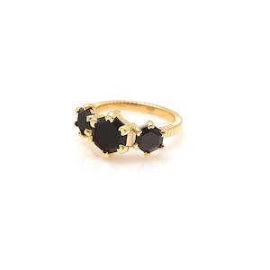 Trinity Ring Black Spinel + Gold