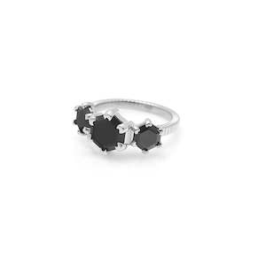 Forever Ring: Trinity Ring Black Spinel + Silver