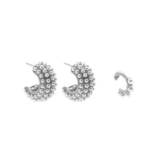 Hera Hoops + Siren Cuff Set Silver