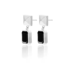 Athena: Athena Drop Earrings Black Onyx + Silver