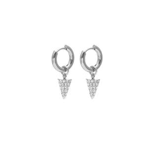 Voltage Hoop Earrings CZ + Silver