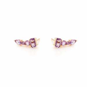 Bridal: Theia Ear Climbers Brazilian Amethyst + Gold