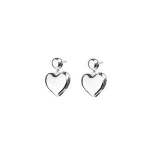 Heart Drop Earrings Silver
