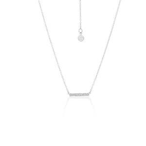 Gifts Under 100: Superfine Bar Necklace Silver + White Topaz