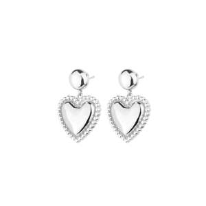 Gifts Under 200: Dotted Heart Drop Earrings Silver