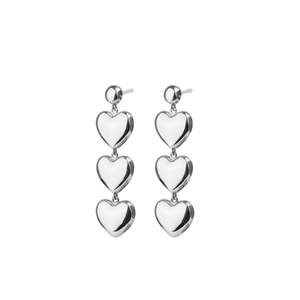 Gifts Under 200: Trio Heart Drop Earrings Silver