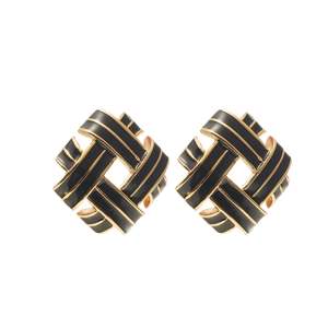 Relique Black Enamel Gold Earrings