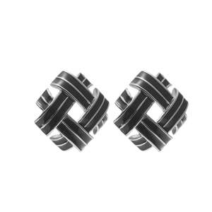 Relique Earrings Black Enamel + Silver