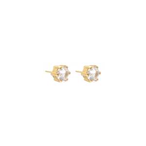 Harmony Stud Earrings Crystal Quartz + Gold