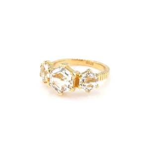 Trinity Ring Crystal Quartz + Gold